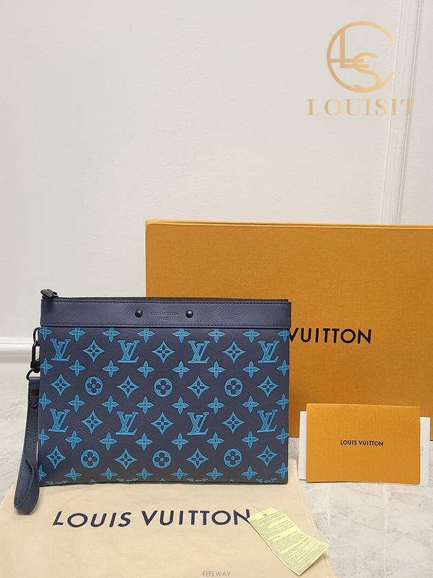 Used luxury goods Lewis It River Blue Monogram Pochette Togo Clutch Bag - LOUIS VUITTON - BALAAN 8