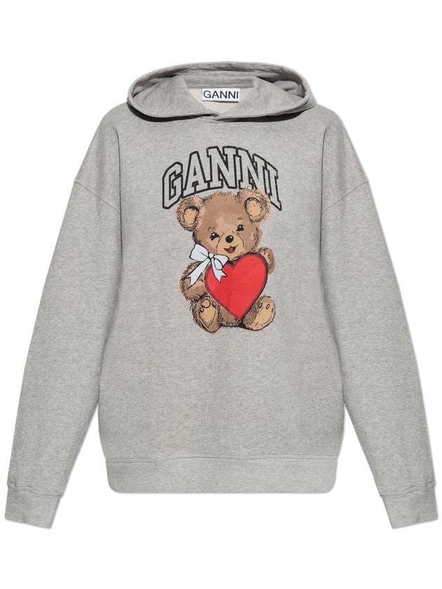 Ganni Sweatshirt With Colorful Print, Women's, Grey - GANNI - BALAAN 1