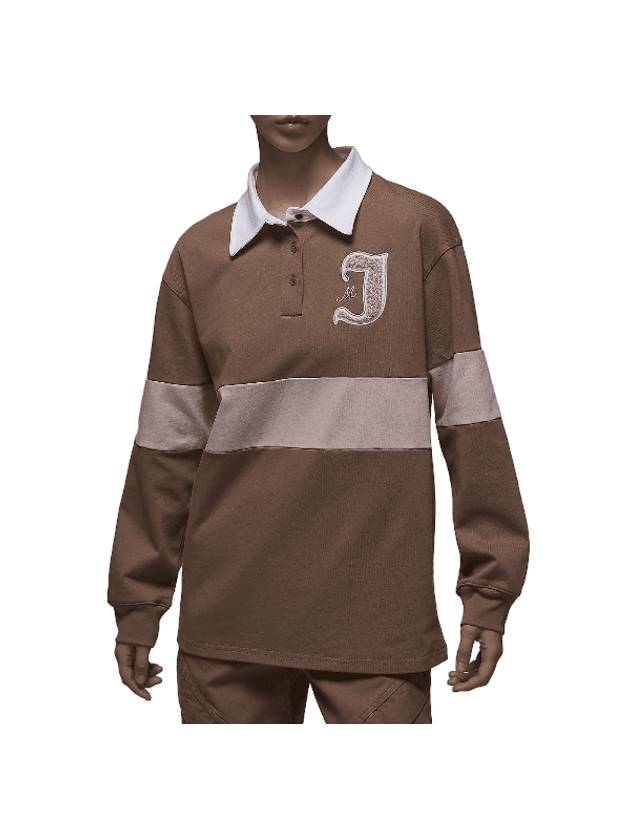 Jordan Long Sleeve Polo Shirt Akio Brown - NIKE - BALAAN 1