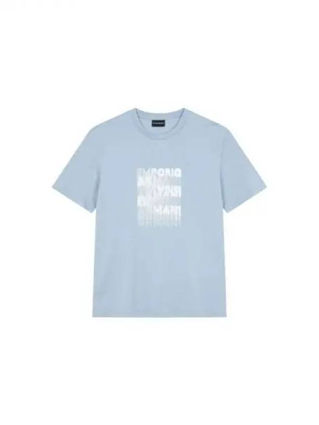 Men s Square Logo Crew Neck T Shirt Light Blue 271601 - EMPORIO ARMANI - BALAAN 1