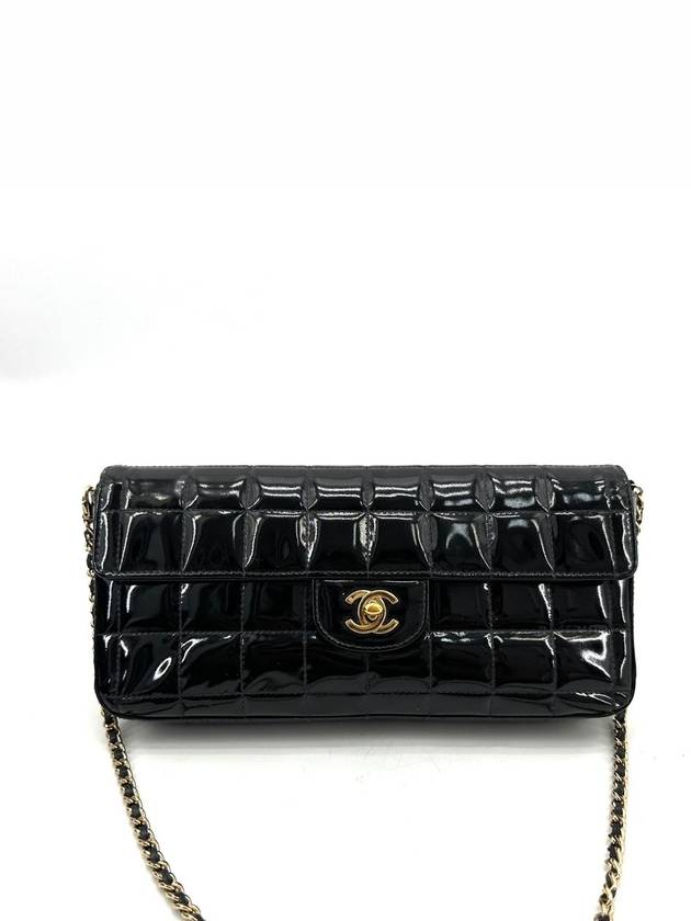 Patent chocolate bar shoulder bag gold - CHANEL - BALAAN 3