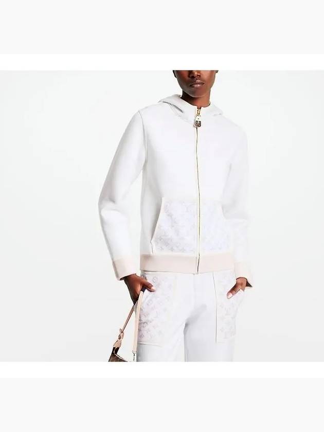 Monogram Pocket Zip-Up Hoodie White - LOUIS VUITTON - BALAAN 4