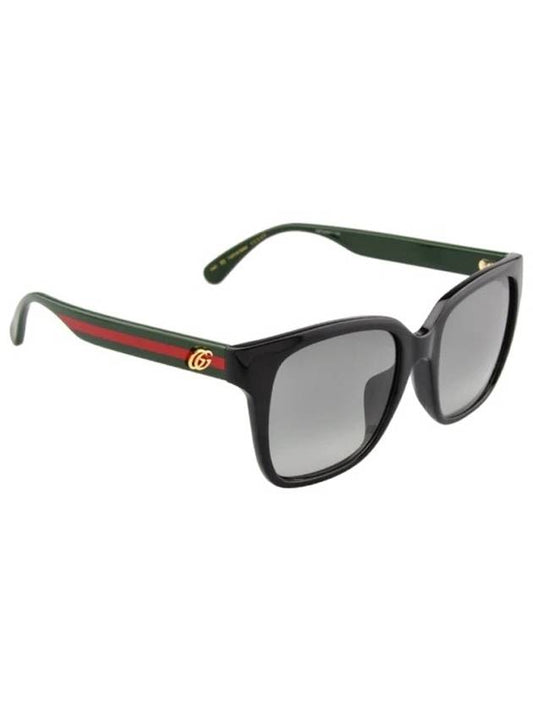 Eyewear Three-Stripe Asian Fit Big Size Square Sunglasses Black Green - GUCCI - BALAAN 1