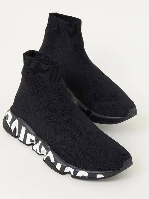 Men's Speedrunner Red Logo High Top Sneakers Black - BALENCIAGA - BALAAN 5