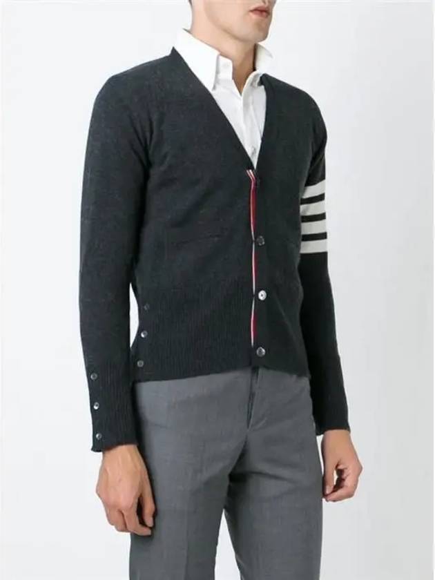 Men's Diagonal Classic Cashmere Cardigan Dark Grey - THOM BROWNE - BALAAN 3