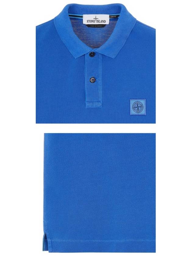 Men's Logo Patch Cotton Short Sleeve Polo Shirt Blue - STONE ISLAND - BALAAN 6