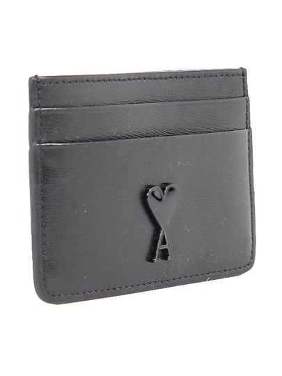 Heart Logo Leather Card Wallet Black - AMI - BALAAN 2