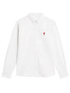 Heart Logo Oxford Button Down Long Sleeve Shirt White - AMI - BALAAN 2