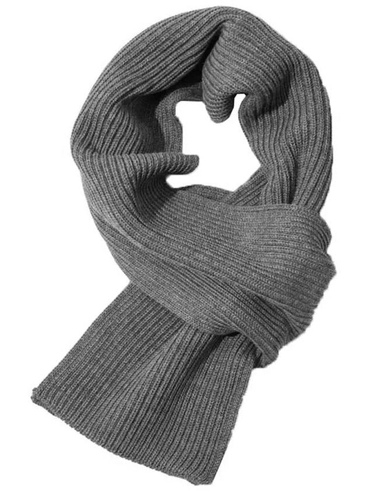 Ribbed Wool Muffler Gray WIDE SCARF GRAY - ANDERSEN-ANDERSEN - BALAAN 1