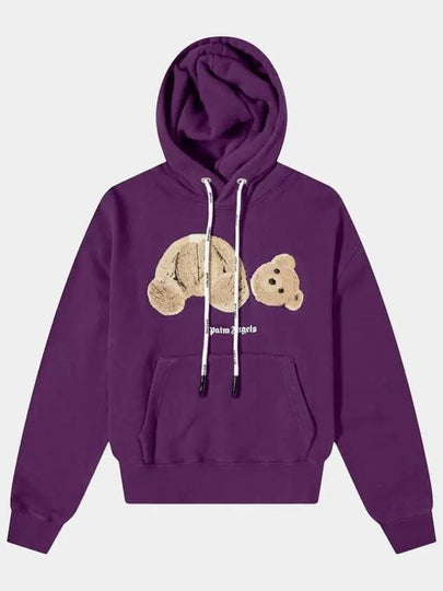 Men's Bear Logo Cotton Hoodie Purple - PALM ANGELS - BALAAN 2