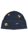 30 points embroidery detail wool blend beanie navy - POLO RALPH LAUREN - BALAAN 2