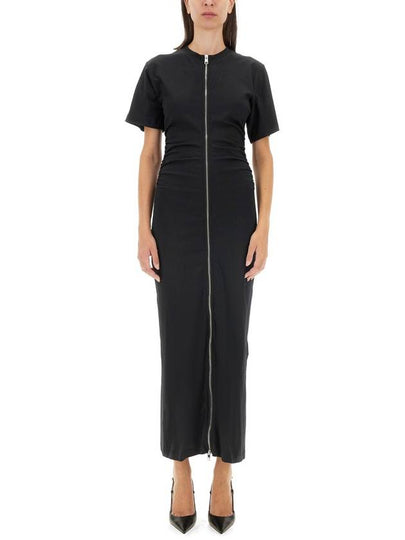 Zip up maxi long dress black - MSGM - BALAAN 2