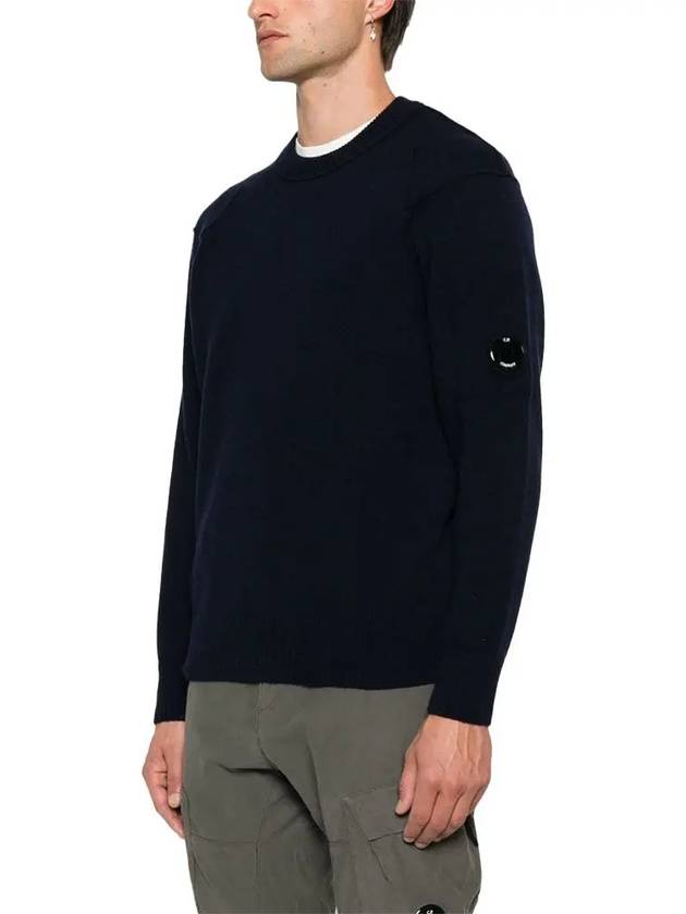 Lambswool GRS Crew Neck Knit Top Navy - CP COMPANY - BALAAN 4