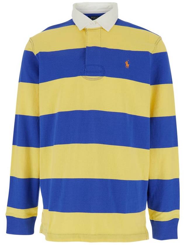 Yellow And Blue Polo Shirt With Striped Pattern In Cotton Man - POLO RALPH LAUREN - BALAAN 1