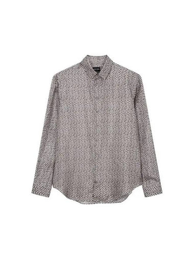 Men s Patterned Silk Button Up Shirt Dark Beige - GIORGIO ARMANI - BALAAN 1