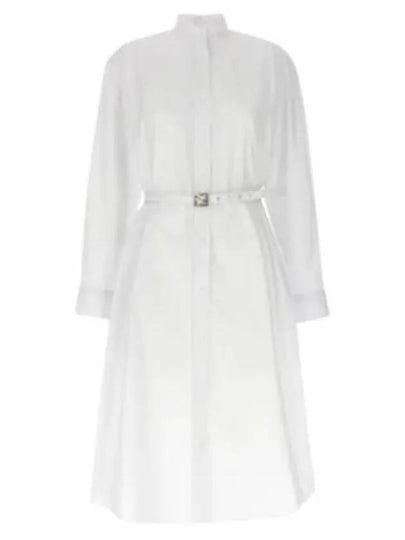 Cotton Poplin Midi Dress White - FENDI - BALAAN 2