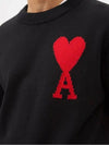 Big Heart Logo Knit Top Black - AMI - BALAAN 5