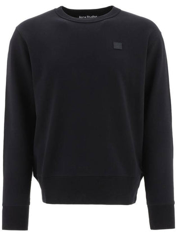 Face Patch Crew Neck Sweatshirt Black - ACNE STUDIOS - BALAAN 1