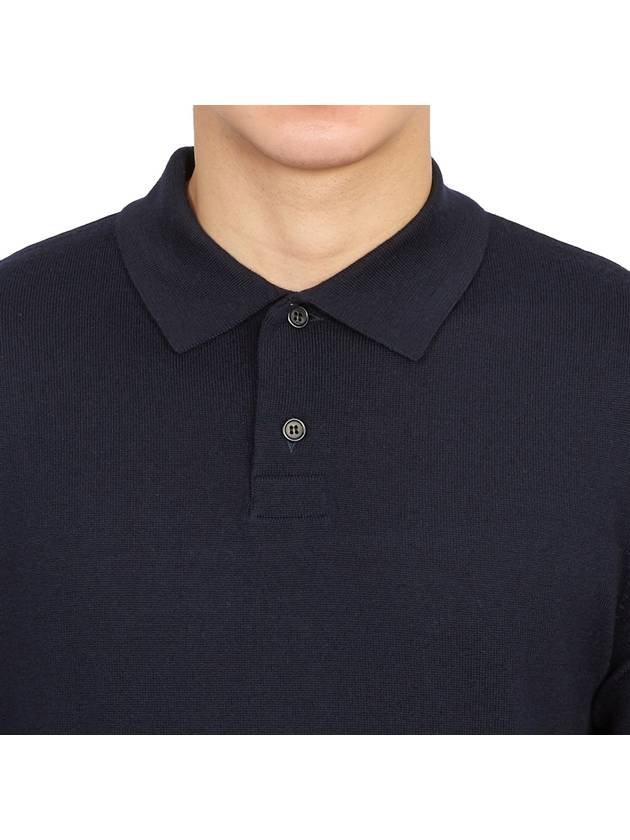 Men's Jerry Wool Long Sleeve Polo Shirt Navy - A.P.C. - BALAAN 7