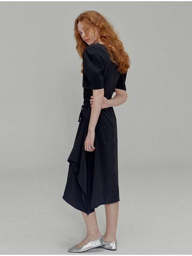 Ribbon pin tuck shirring dress_Black - OPENING SUNSHINE - BALAAN 4