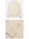 Heart Logo Overfit Sweatshirt Beige - AMI - BALAAN 5