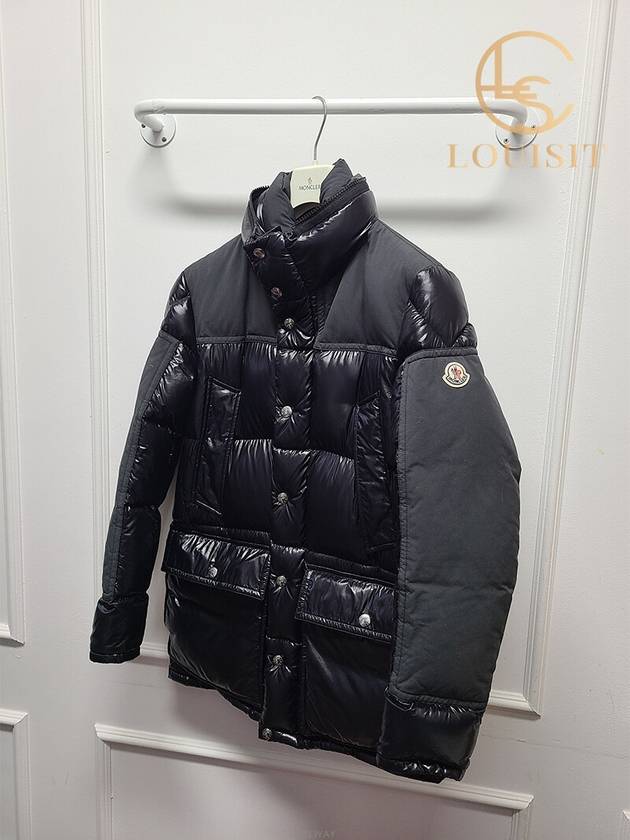 Used luxury goods Lewis It 2 Moncler black gray fray padded jumper - MONCLER - BALAAN 3