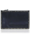 Rockstud Leather Clutch Bag Black - VALENTINO - BALAAN 2