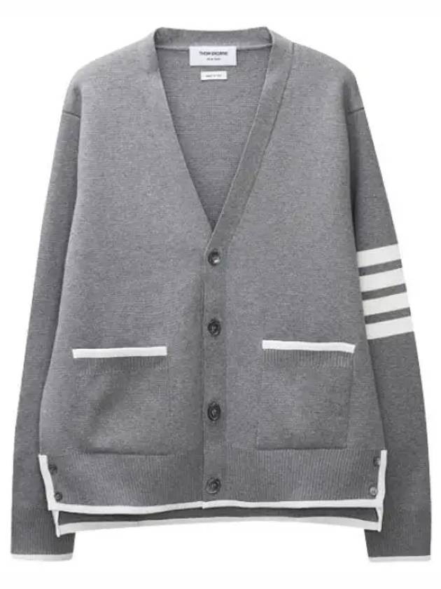 Diagonal stripe Milanese stitch point tipping cardigan men - THOM BROWNE - BALAAN 1