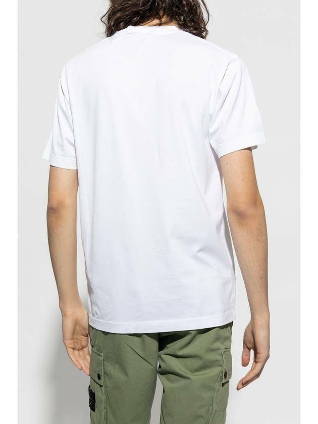 Micro Logo Print Short Sleeve T-shirt White - STONE ISLAND - BALAAN 4