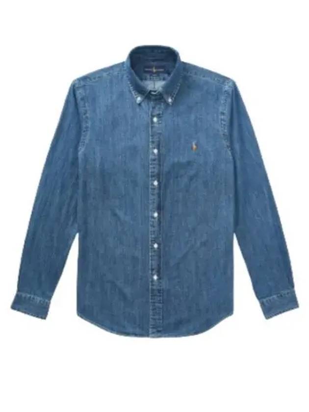 Pony Logo Denim Slim Fit Long Sleeve Shirt Blue - POLO RALPH LAUREN - BALAAN 2