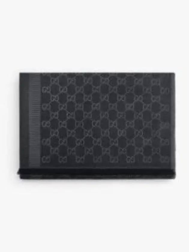 GG Jacquard Wool Silk Two-Tone Muffler Grey - GUCCI - BALAAN 2