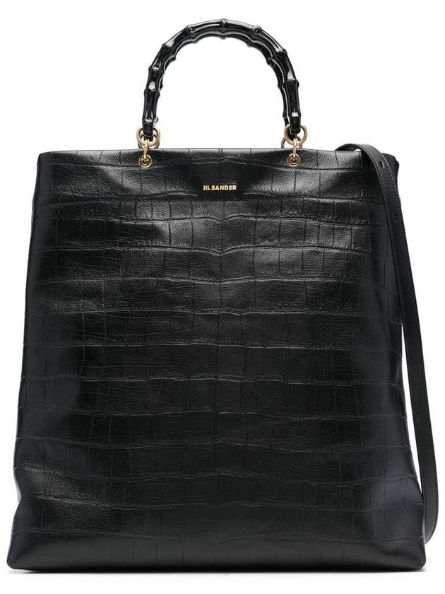 Embossed Bamboo Tote Bag Black - JIL SANDER - BALAAN 3