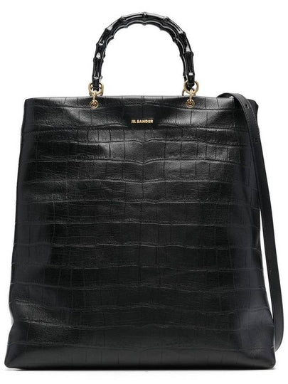 Embossed Bamboo Tote Bag Black - JIL SANDER - BALAAN 2