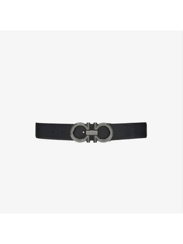 Gancini Buckle Reversible Leather Belt Navy Black - SALVATORE FERRAGAMO - BALAAN 2