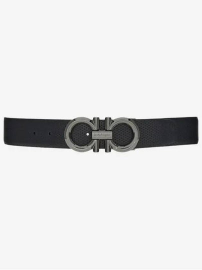 Gancini Buckle Reversible Leather Belt Navy Black - SALVATORE FERRAGAMO - BALAAN 2