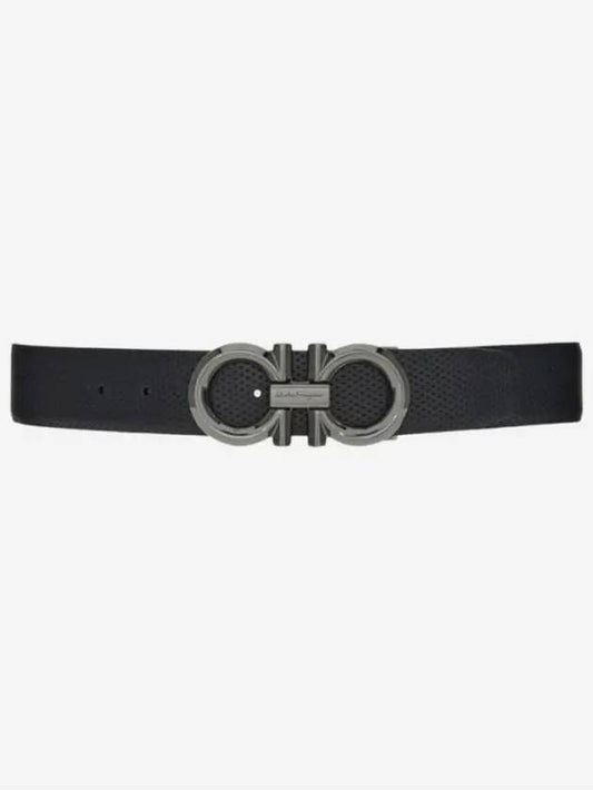 Ferragamo Reversible Adjustable Gancini Belt Black Navy Blue 679939 759032 - SALVATORE FERRAGAMO - BALAAN 1