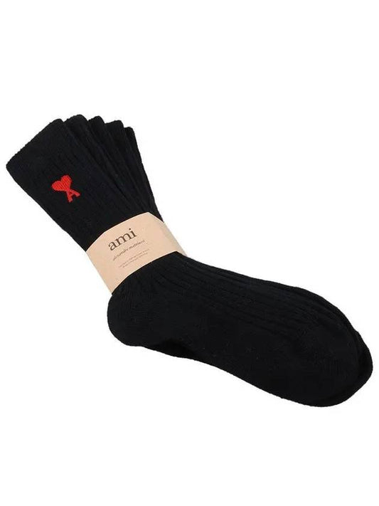 Embroidered Logo 3 Pack Socks Black - AMI - BALAAN 2