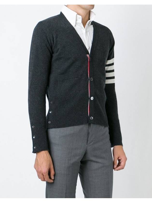 Men's Diagonal Classic Cashmere Cardigan Dark Grey - THOM BROWNE - BALAAN 3