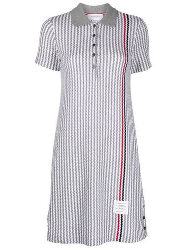 Cotton Stripe Polo Midi Dress Grey - THOM BROWNE - BALAAN 1