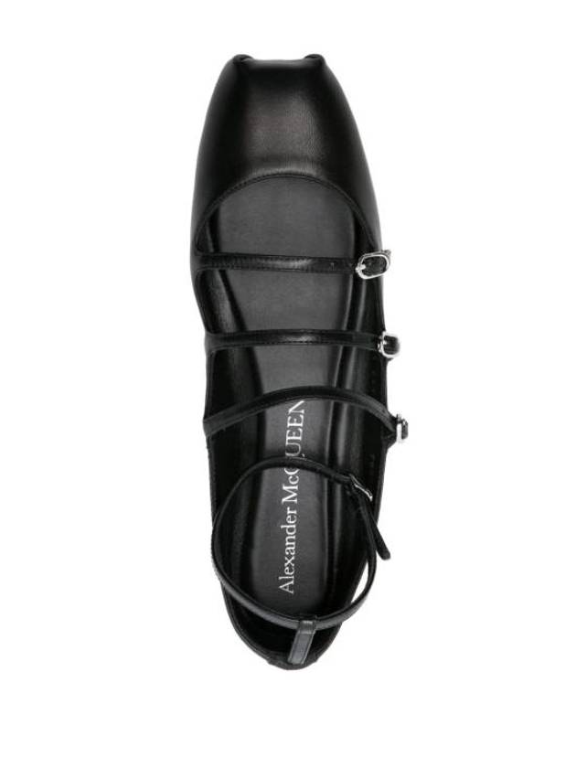 Buckled Straps Leather Ballerina Shoes Black - ALEXANDER MCQUEEN - BALAAN 5