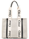 Woody Canvas Medium Tote Bag White Navy - CHLOE - BALAAN 2