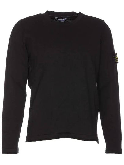 Compass Badge Ribbed Cotton Knit Top Black - STONE ISLAND - BALAAN 2