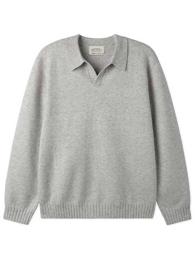 Wool blend open collar sweater GRAY - BLACKBROWN - BALAAN 1