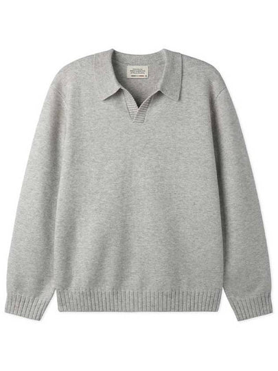 Wool Blend Open Collar Sweater Grey - BLACKBROWN - BALAAN 2