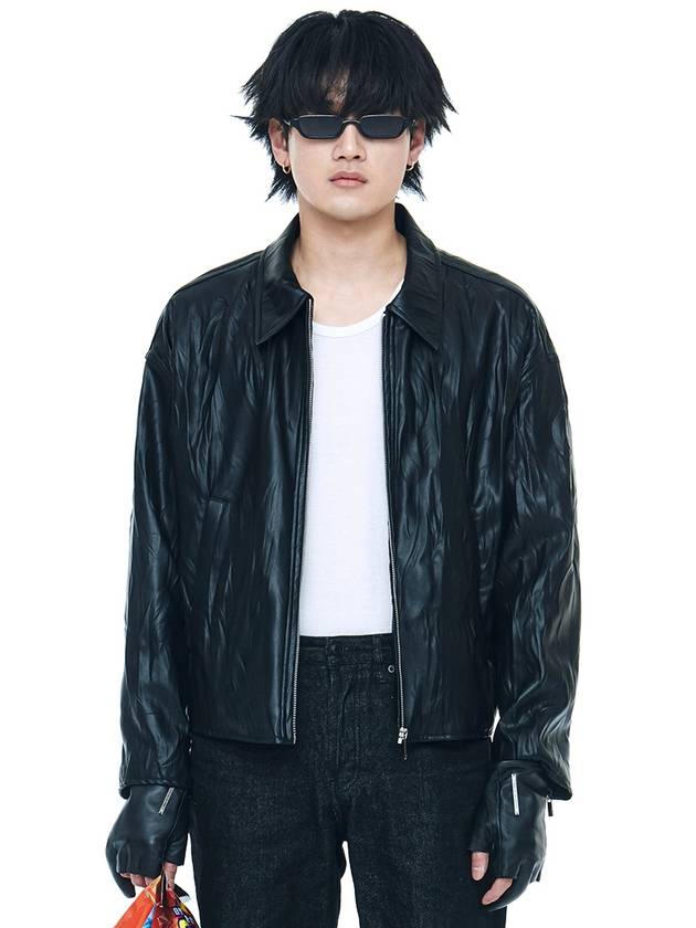 Wrinkle Leather Jacket Black - C WEAR BY THE GENIUS - BALAAN 6