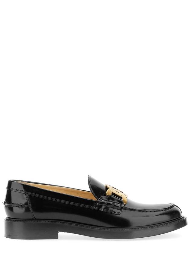 Brushed Leather Chain Loafers Black - TOD'S - BALAAN 3