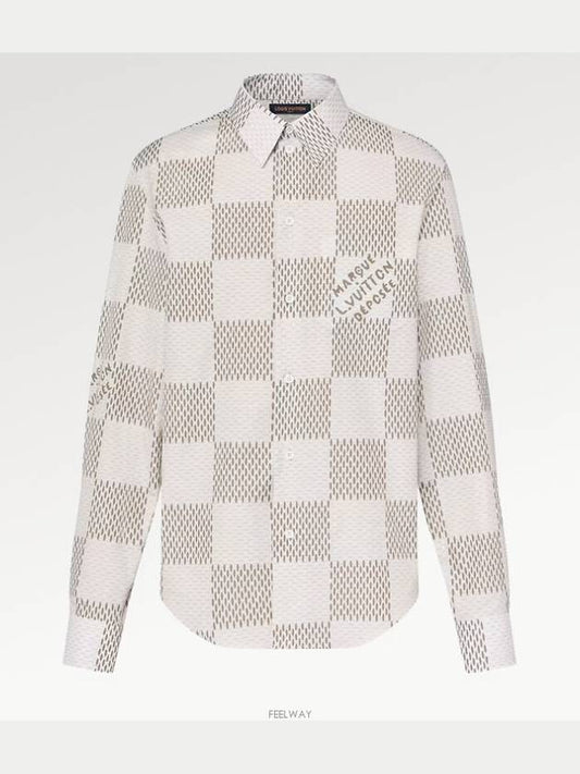 1AFJDA Damier Long Sleeve Classic Cotton Shirt - LOUIS VUITTON - BALAAN 1