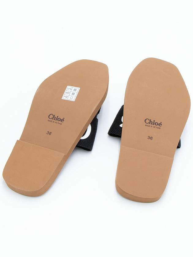 Woody Logo Flat Mule Slippers Black - CHLOE - BALAAN 7