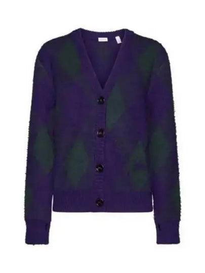 Argyle Wool Cardigan Purple - BURBERRY - BALAAN 2