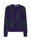 Argyle Wool Cardigan Purple - BURBERRY - BALAAN 2